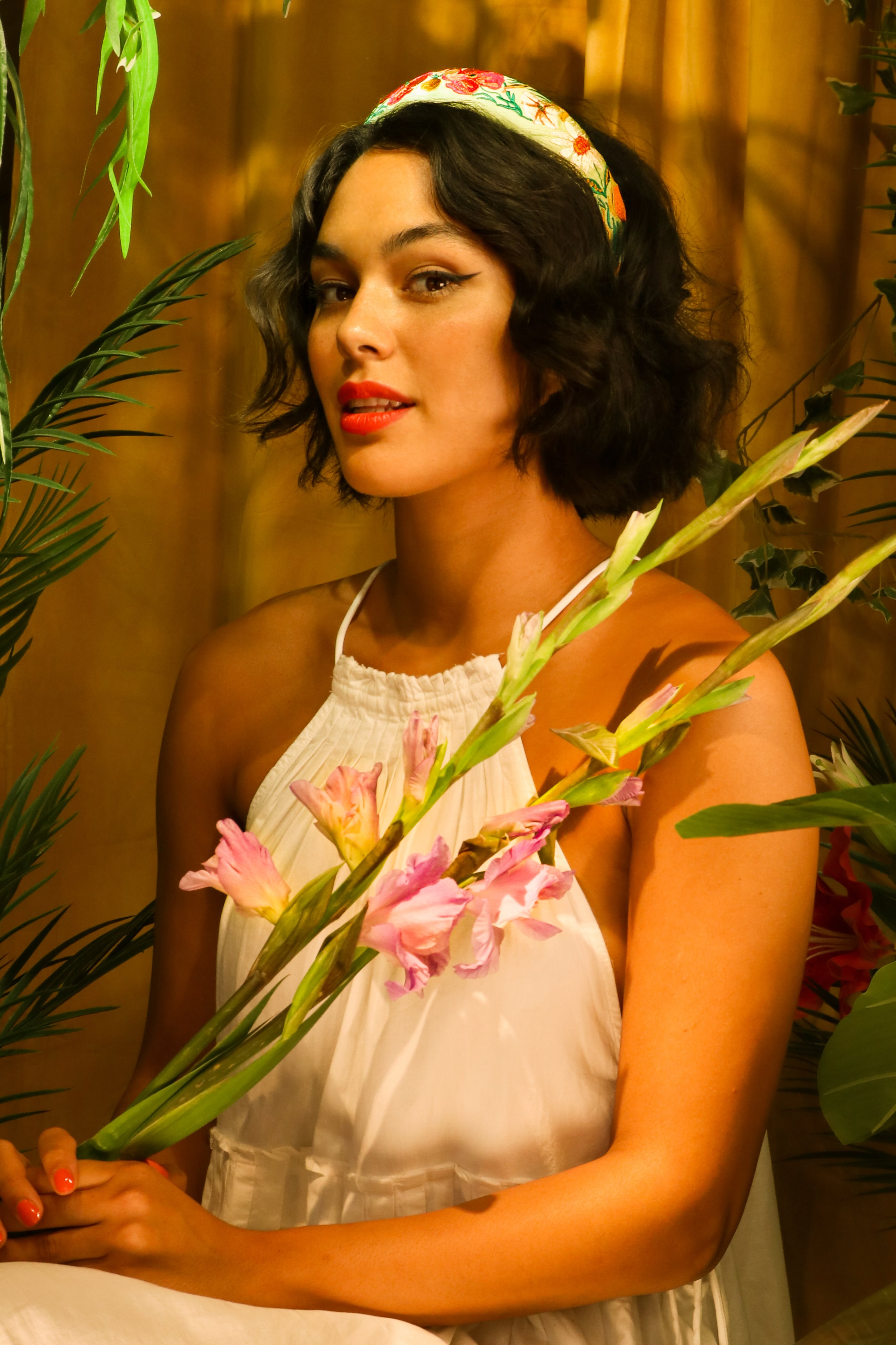 Padded Headband Country Garden Mint