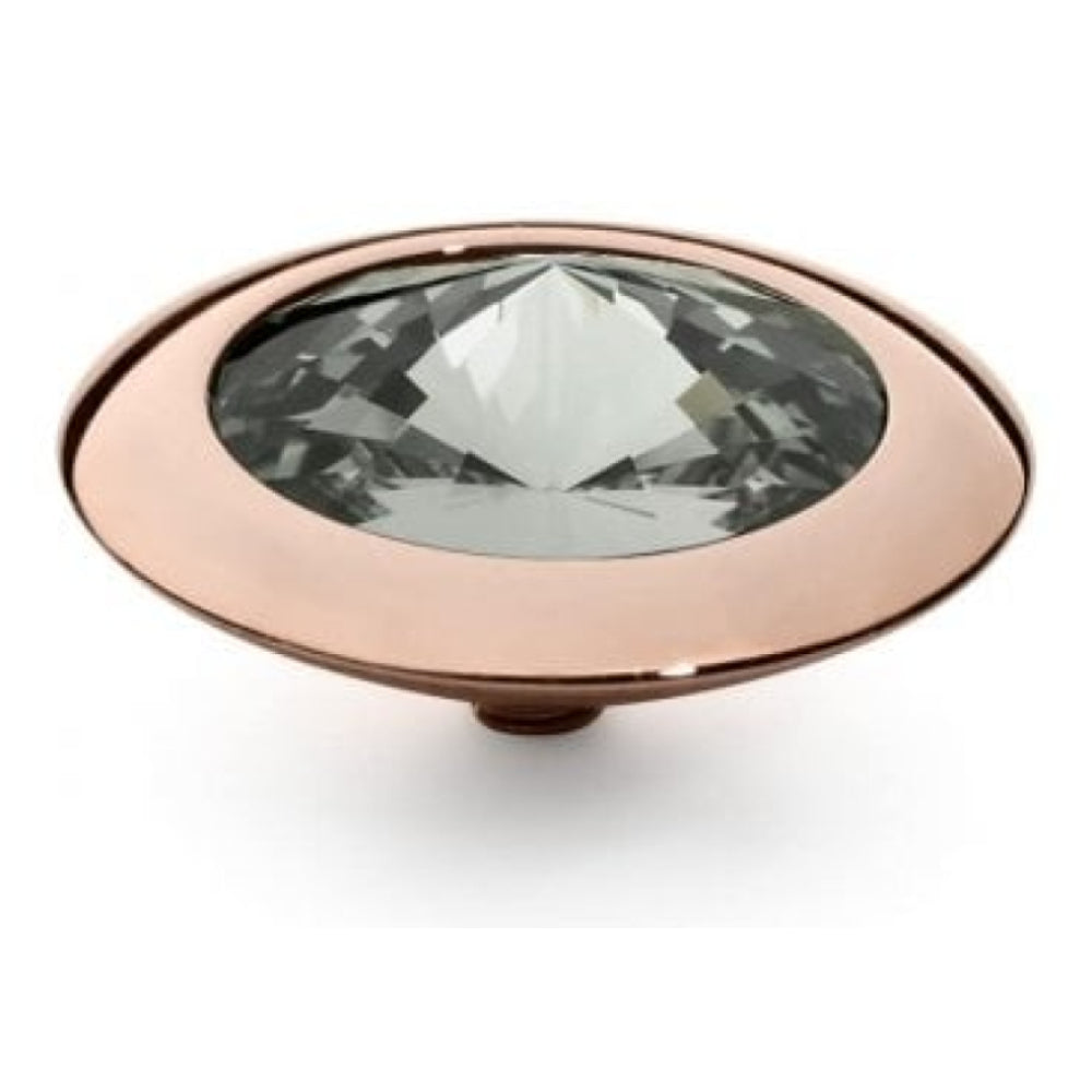 Famosa Rose Gold 16mm Tondo Ring Top Black Diamond