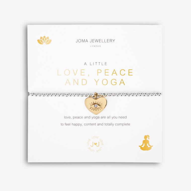 A Little | Love Peace And Yoga | Silver | Bracelet | 17.5cm Stretch