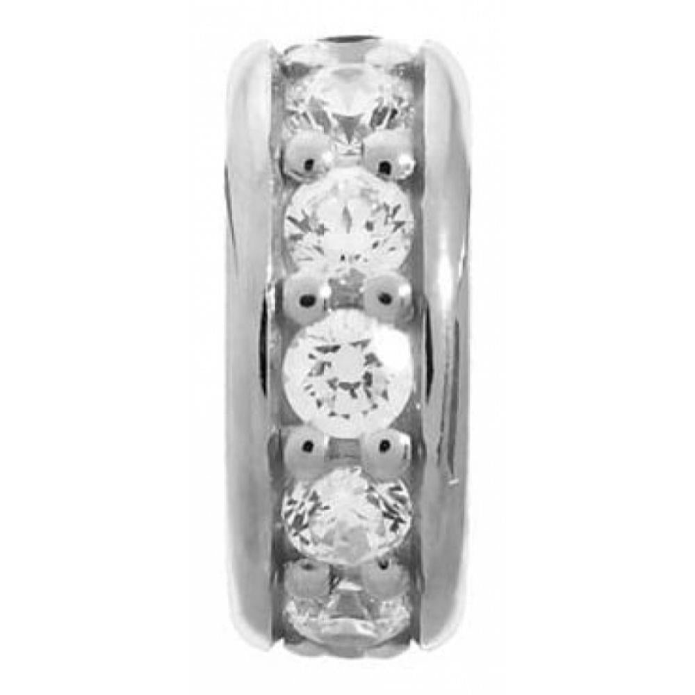 White CZ Stone Sterling Silver Ring Charm