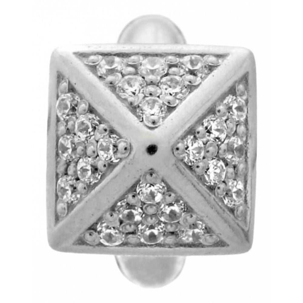 Clear CZ Pyramid Sterling Silver Charm
