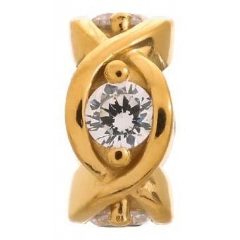 Gold Plated White CZ Infinity Round Charm