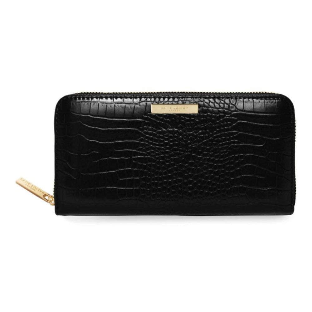 CELINE LARGE CROC PURSE - Black - 10x20x2.5cm