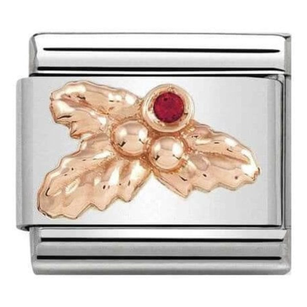 Classic Symbols Link Holly 9k Rose Gold with Red CZ stone