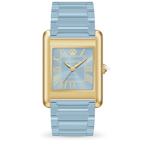 WP6 Clear & Metal Mix Soft Blue Gold Watch