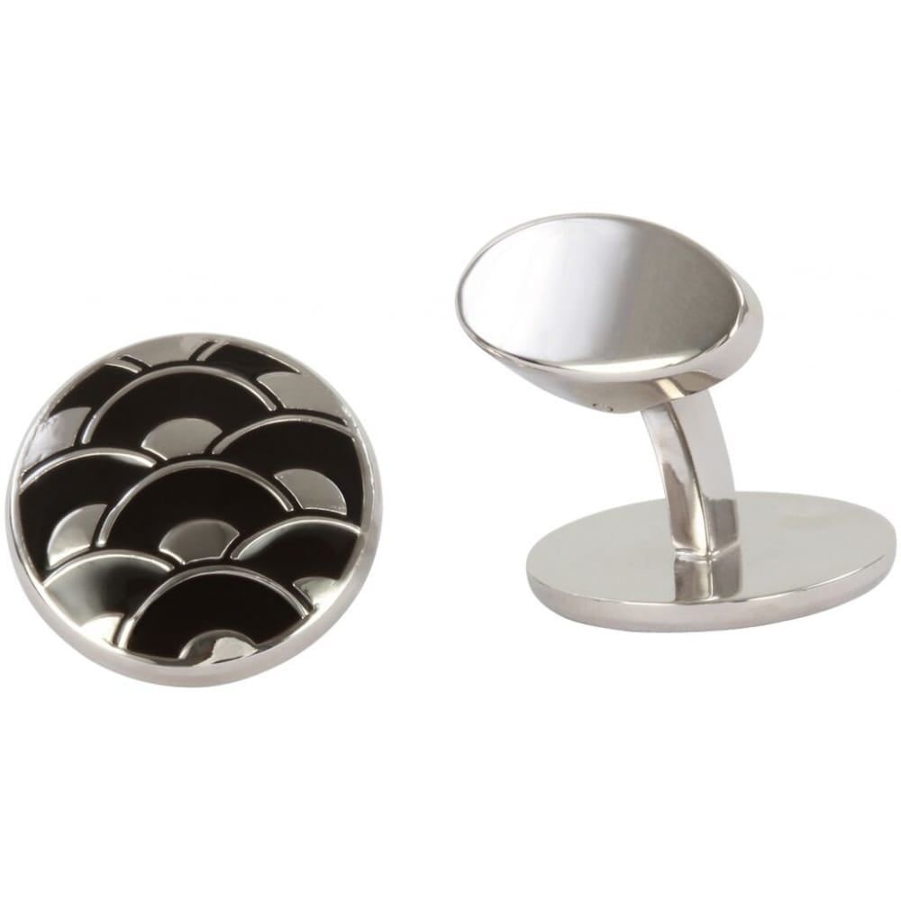 Round Enamel Wave Black David Aster Cufflinks