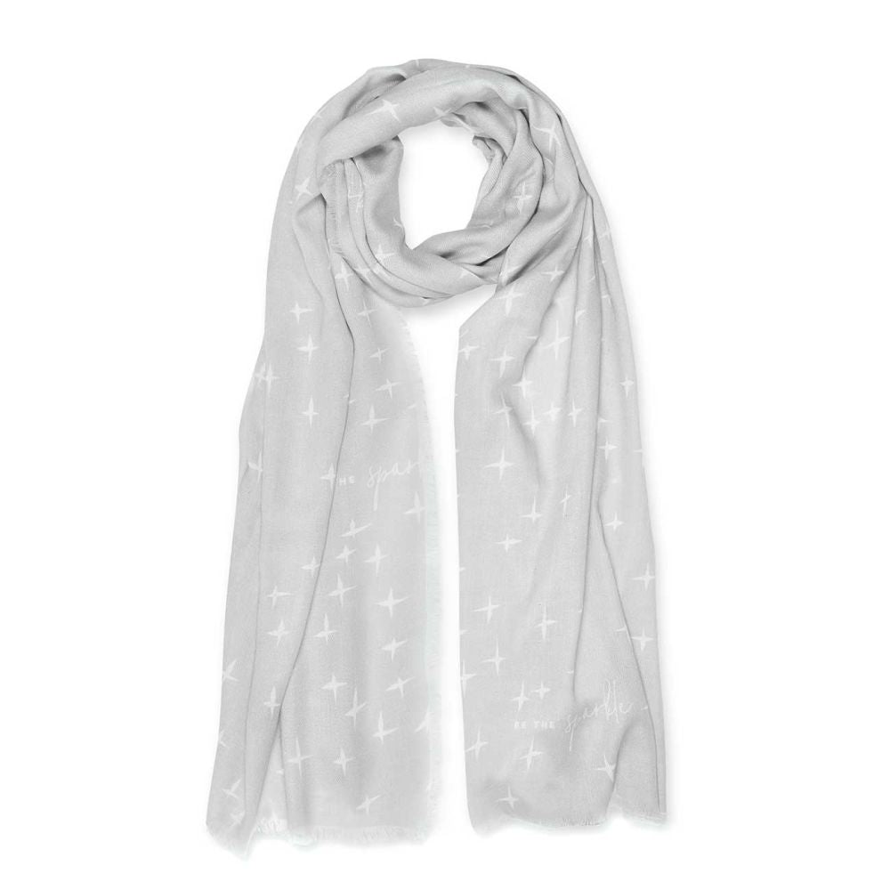 Sentiment Scarf | Be The Sparkle | White and Pale Grey