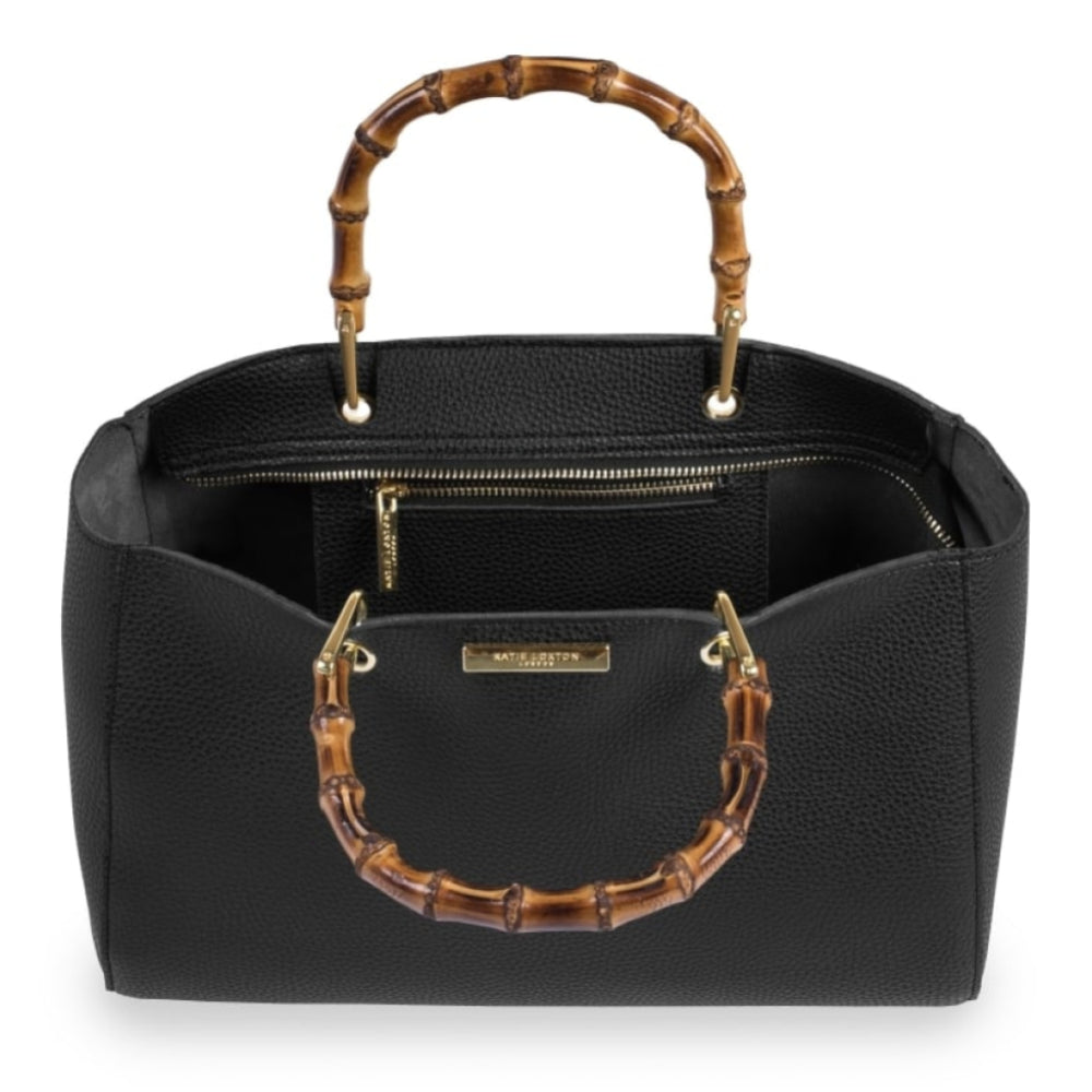 HANDBAG - AVERY BAMBOO - handbag with bamboo handle - black - 20x33x18cm
