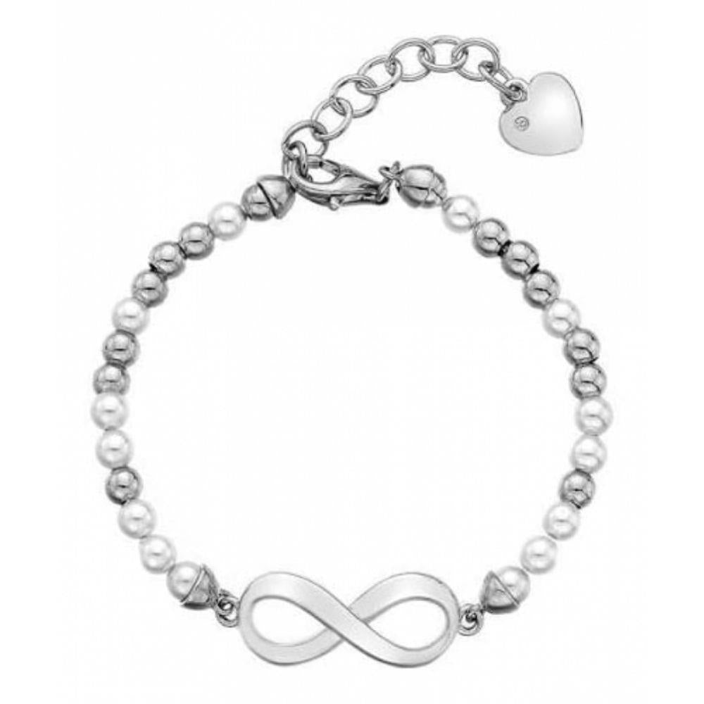 Sterling Silver Infinity Bead & Pearl Bracelet