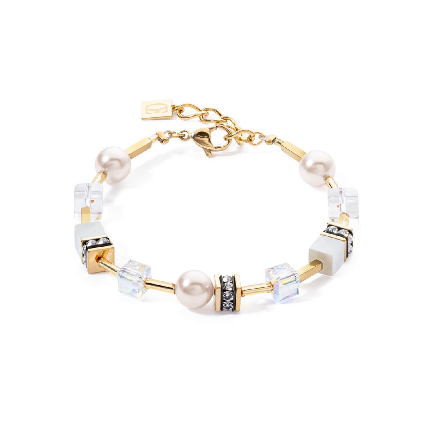 GeoCUBE Iconic Pearl Mix Bracelet In White-Gold