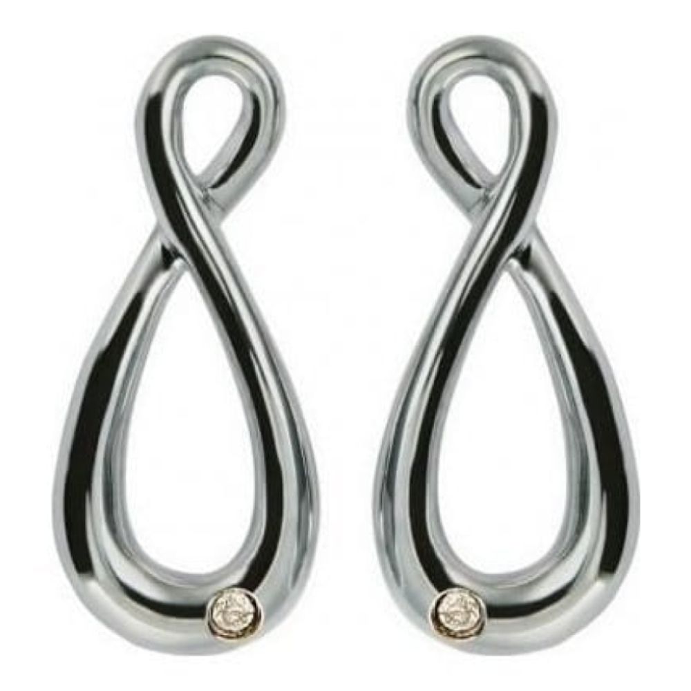 Ladies Go With The Flow Hourglass Silver Earrings With Diamond