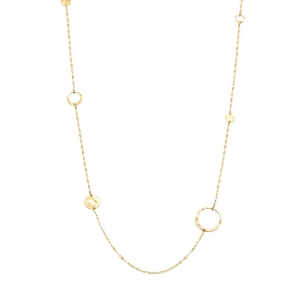 LUNA Choker In 925 Silver & CZ Long Yellow Gold