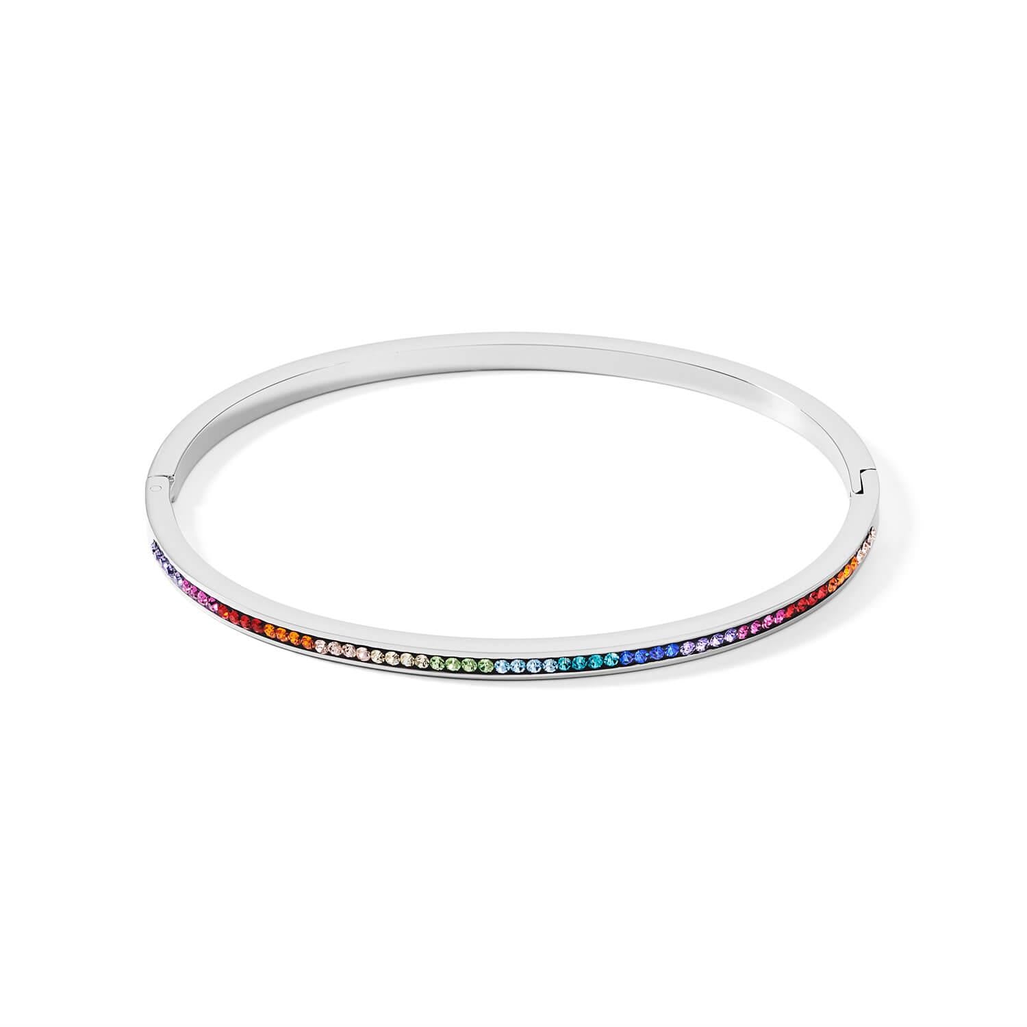 Multicolour Crystals Pave Rose Steel Bangle