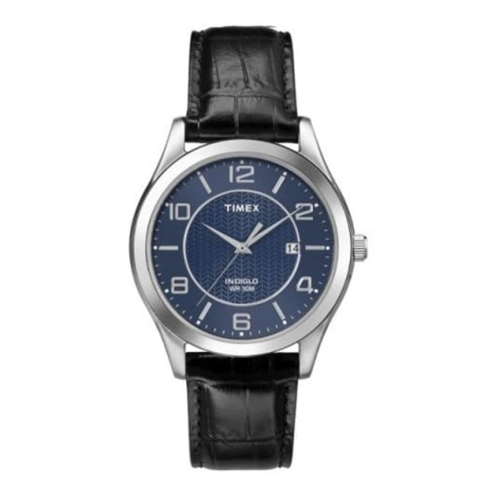 Gents Stainless Steel Wristwatch With Leather Strap