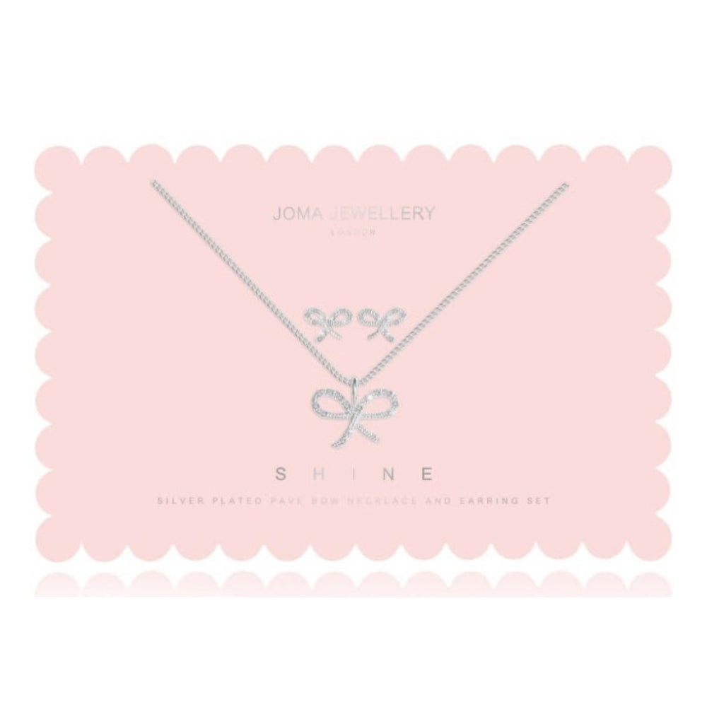 Sentiment Set - Shine - Bow Outline Pave Earrings & Necklace Set