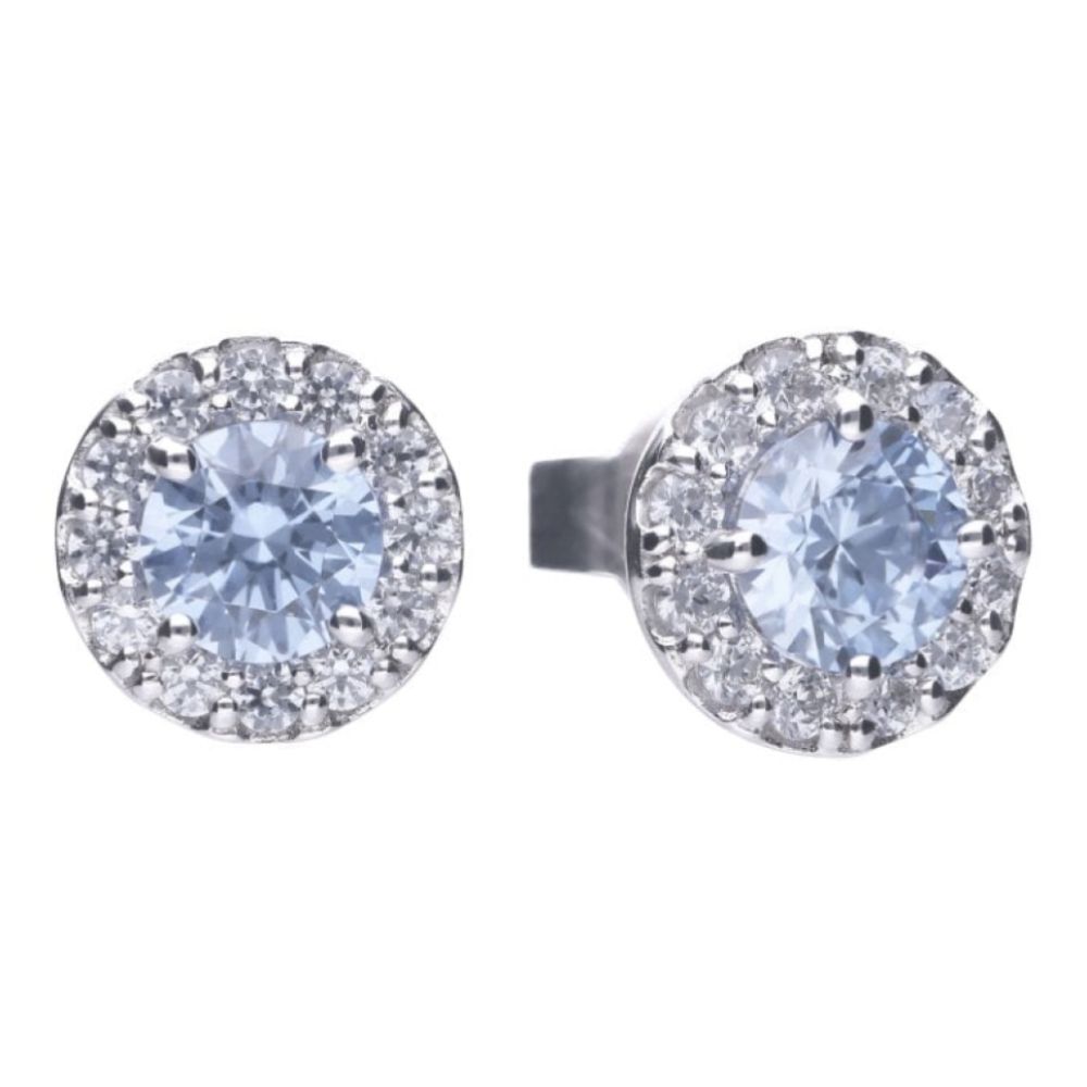 Sky Blue Zirconia Pav������ Stud Earrings