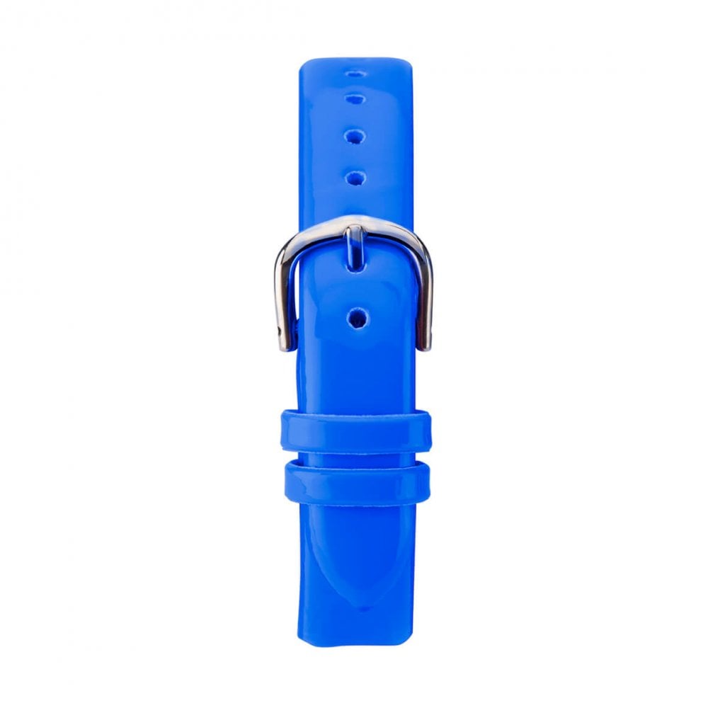 Stainless Steel Stone Set Dial With Neon Blue PU Strap Ladies Watch