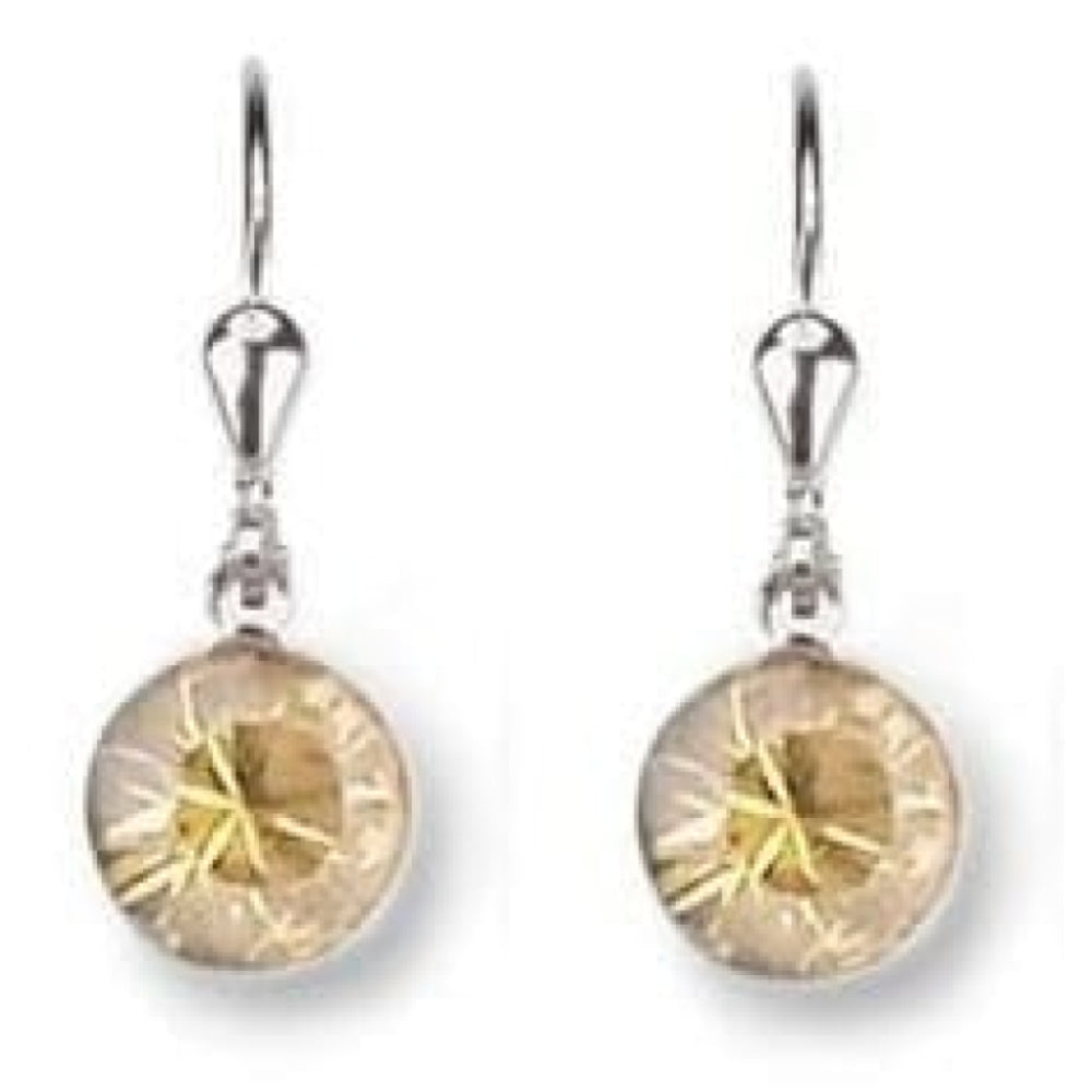 Ladies Light Golden Swarovski Elements Rhodium Plated Metal Earrings