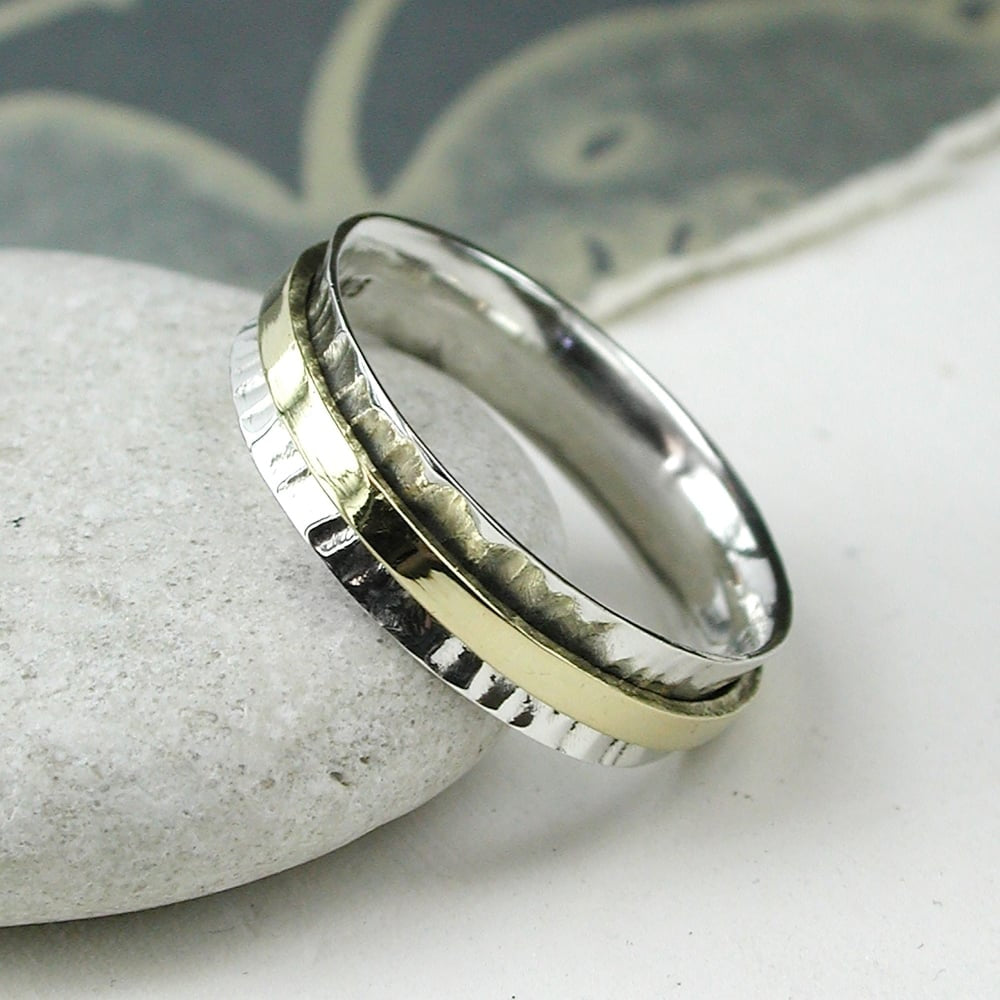 Thin Silver Band With Brass Band
