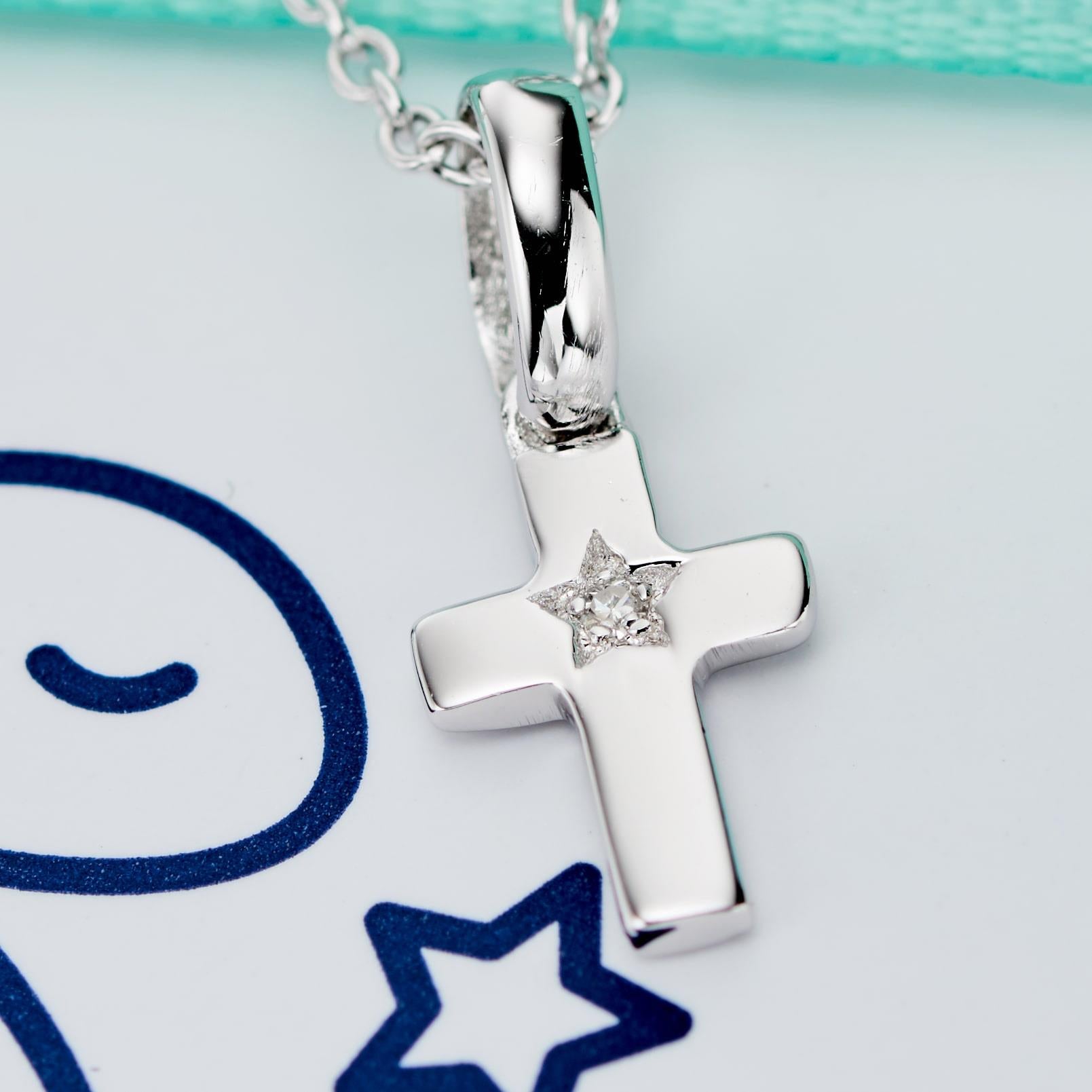 Grace - Diamond Cross Pendant & Chain Baby Necklace