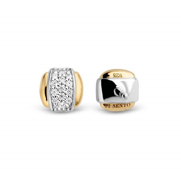 White CZ Gold Plated Stud Earrings