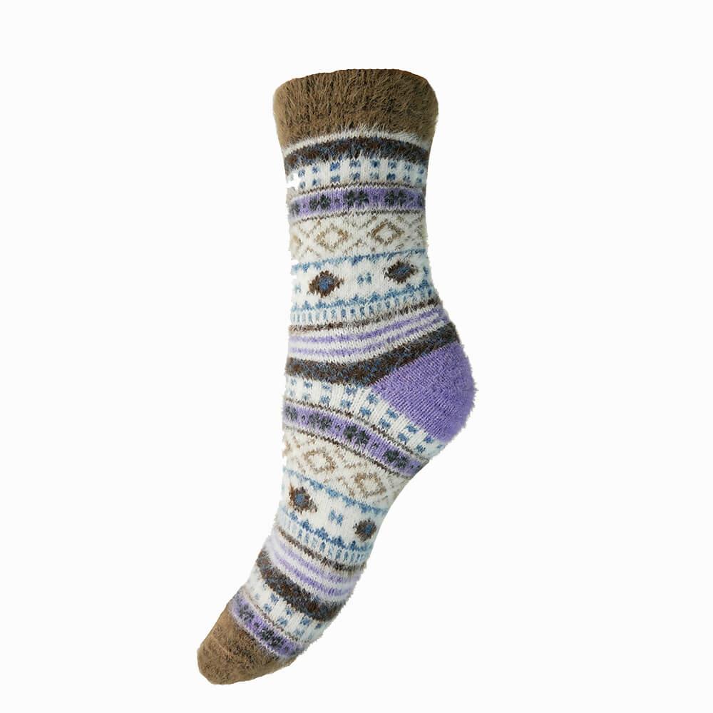 Purple & Brown Patterned Wool Blend Socks