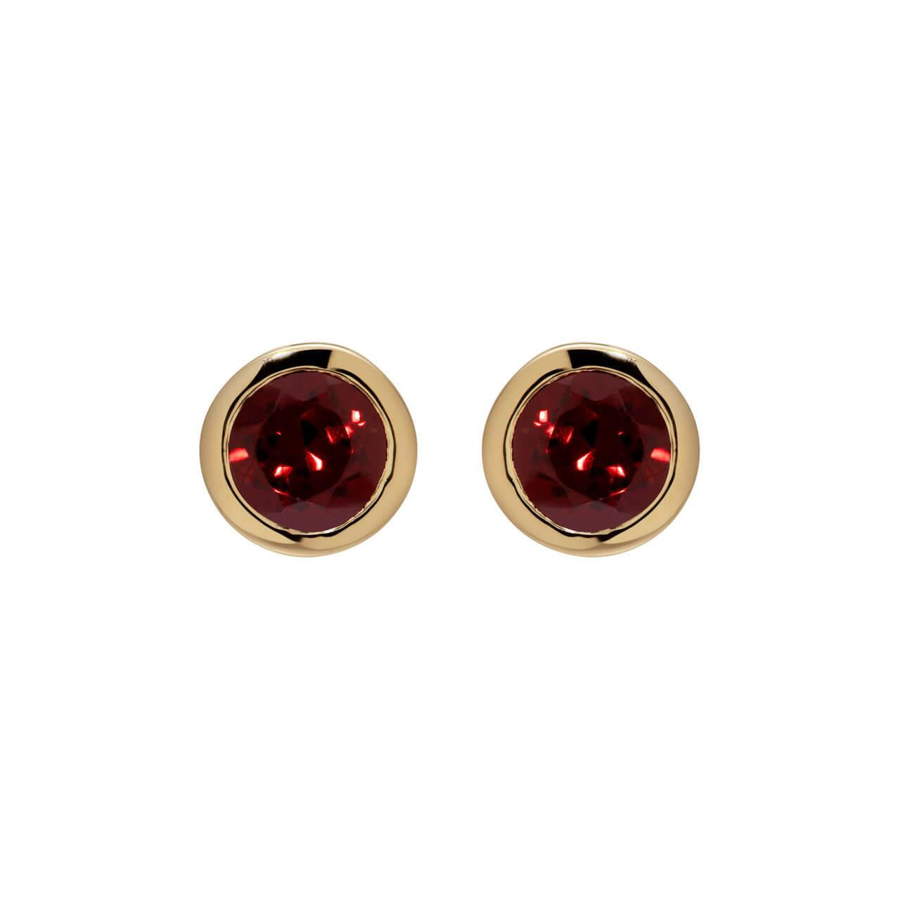 Yellow Gold Plated Garnet Stud Earrings