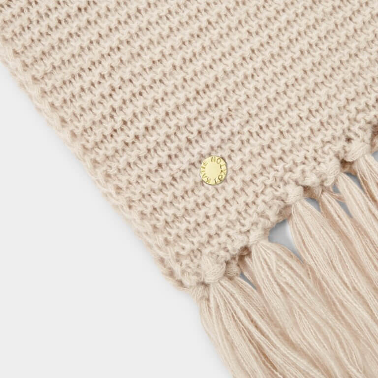 Chunky Knitted Scarf | Light Taupe | 180cm X 40cm