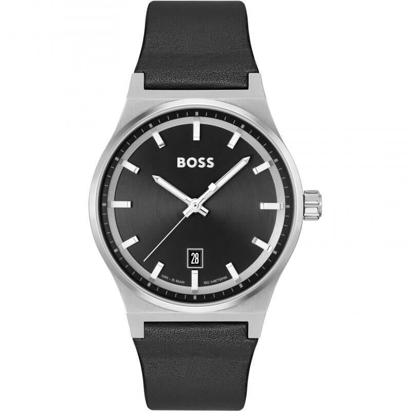 Candor Black Leather Strap Gents Watch