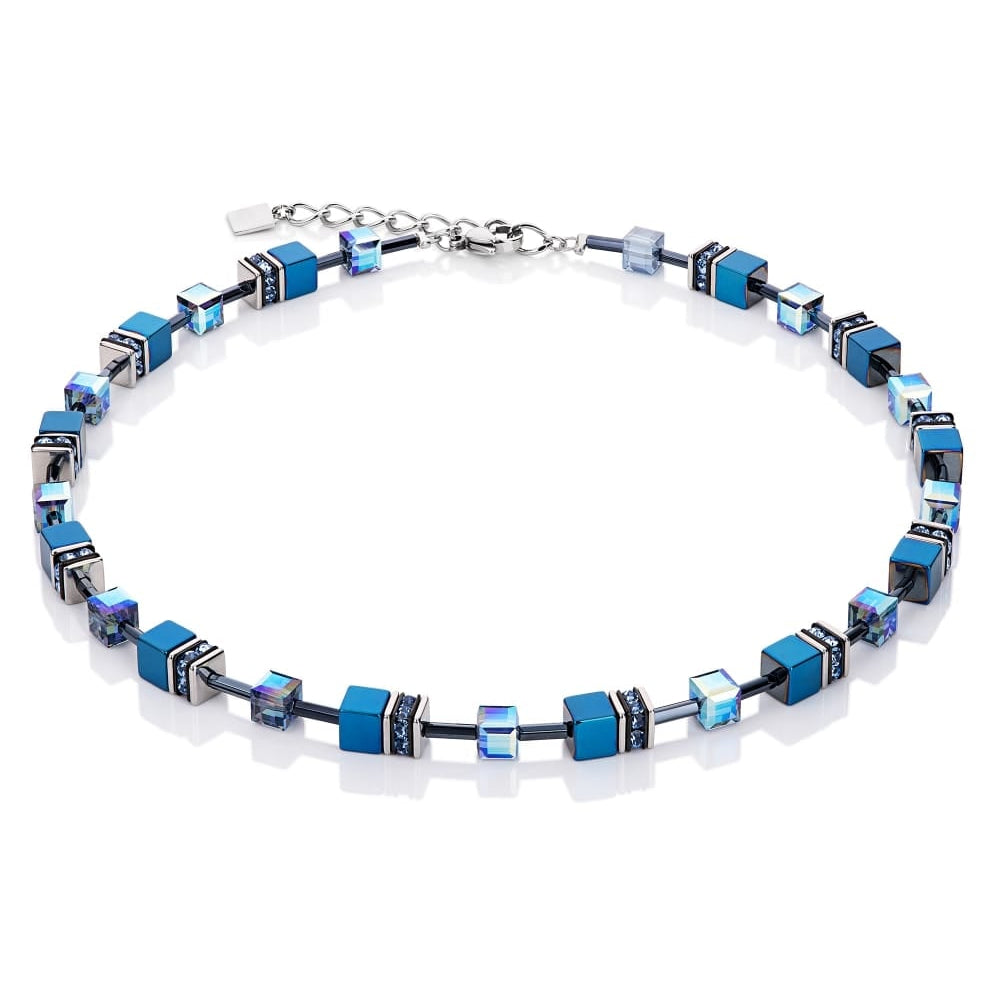 Metallic Blue Swarovski Geo Cube Necklace