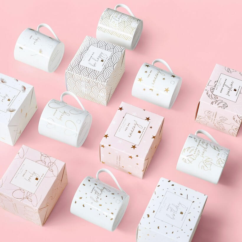 Boxed Porcelain Mug | Hello Lovely | White And Gold