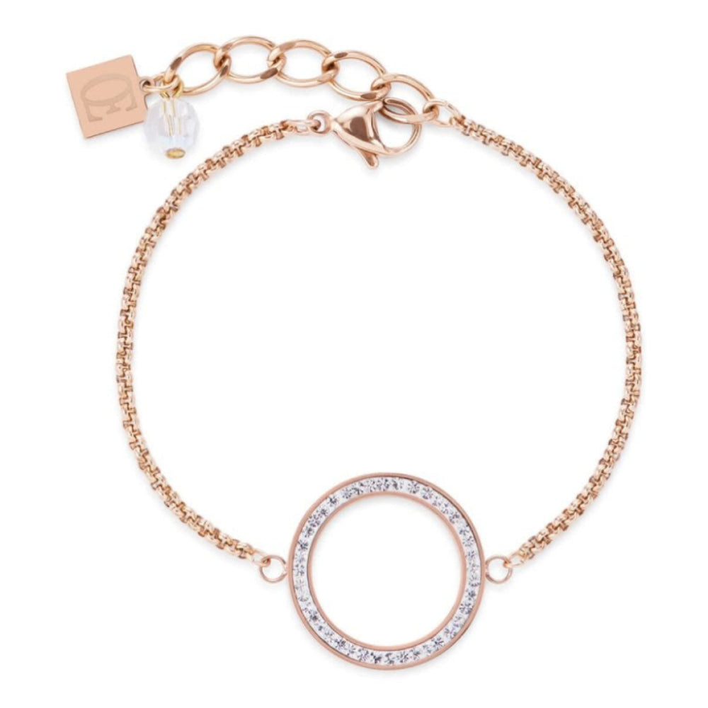 Crystal Circle Pendant Rose Gold Plated Bracelet