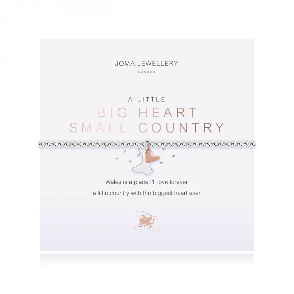 A Little | Big Heart Small Country (Welsh) | Silver | Bracelet | 17.5cm Stretch