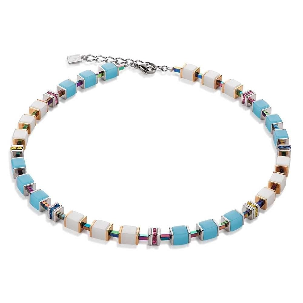Turquoise & White Geo Cube Necklace
