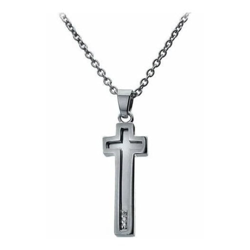 Ladies Crosses Simple Square Silver Pendant Necklace