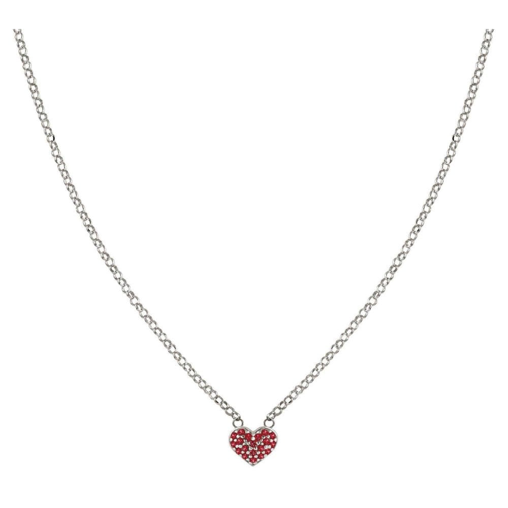 Gioie 925 Silver Necklace and Red Cubic Zirconia Heart
