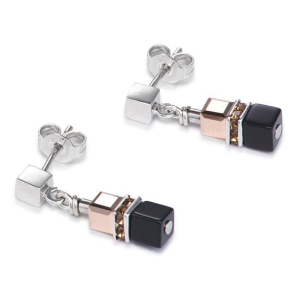 Multicolour Nature Geo Cube Earrings with Stickpin