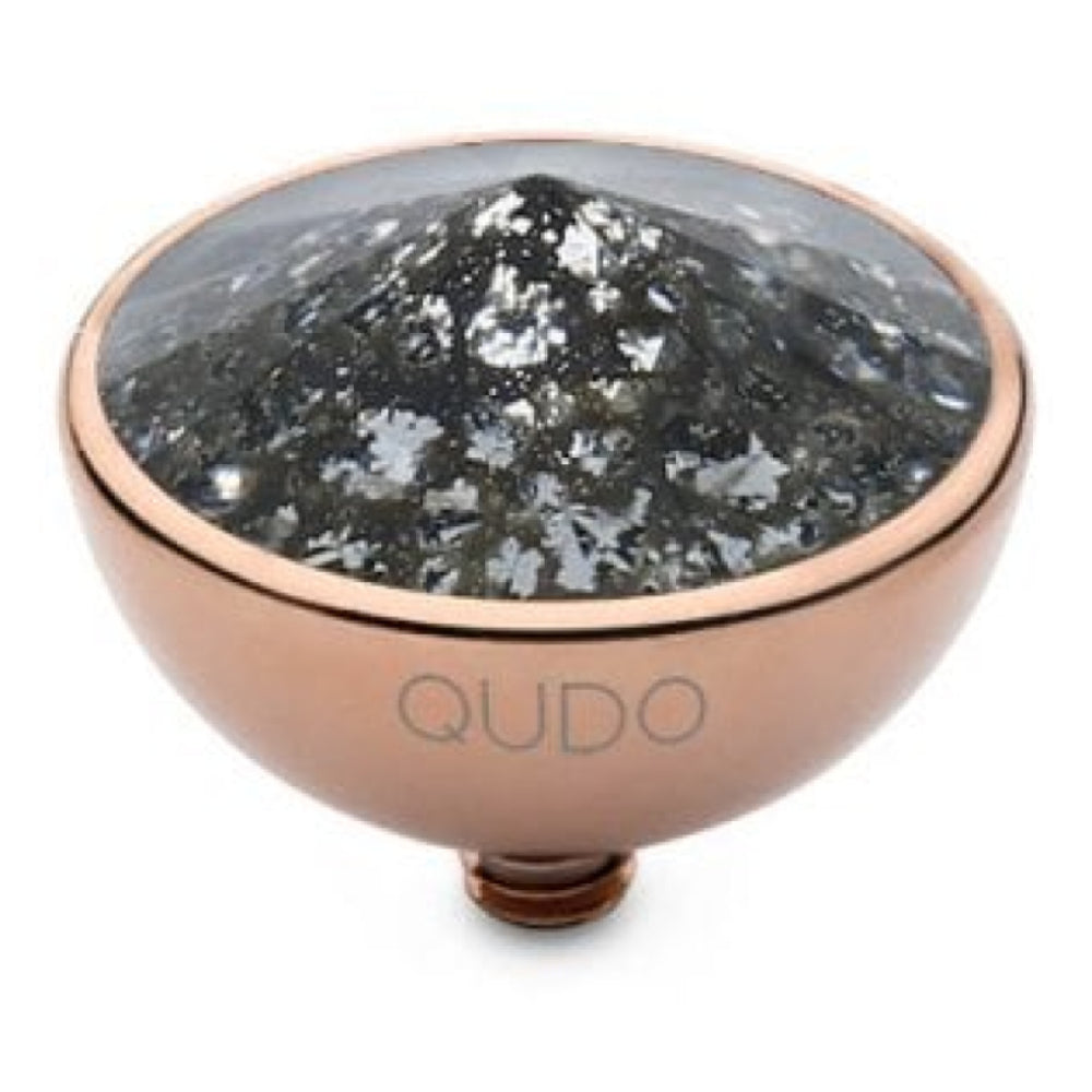 13mm Interchangeable Bottone Black Patina Crystal Top in RG