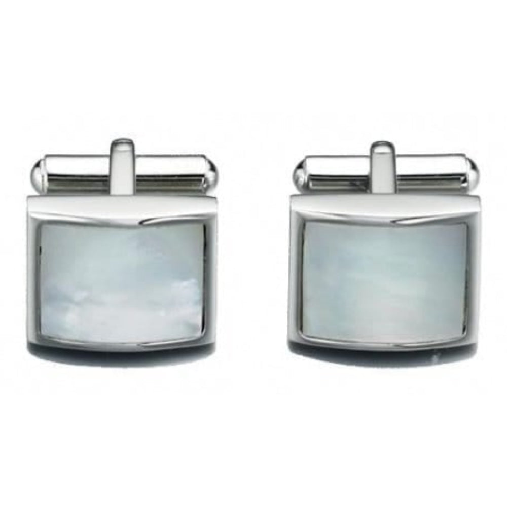 Gents Silver Cufflinks With Mother of Pearl