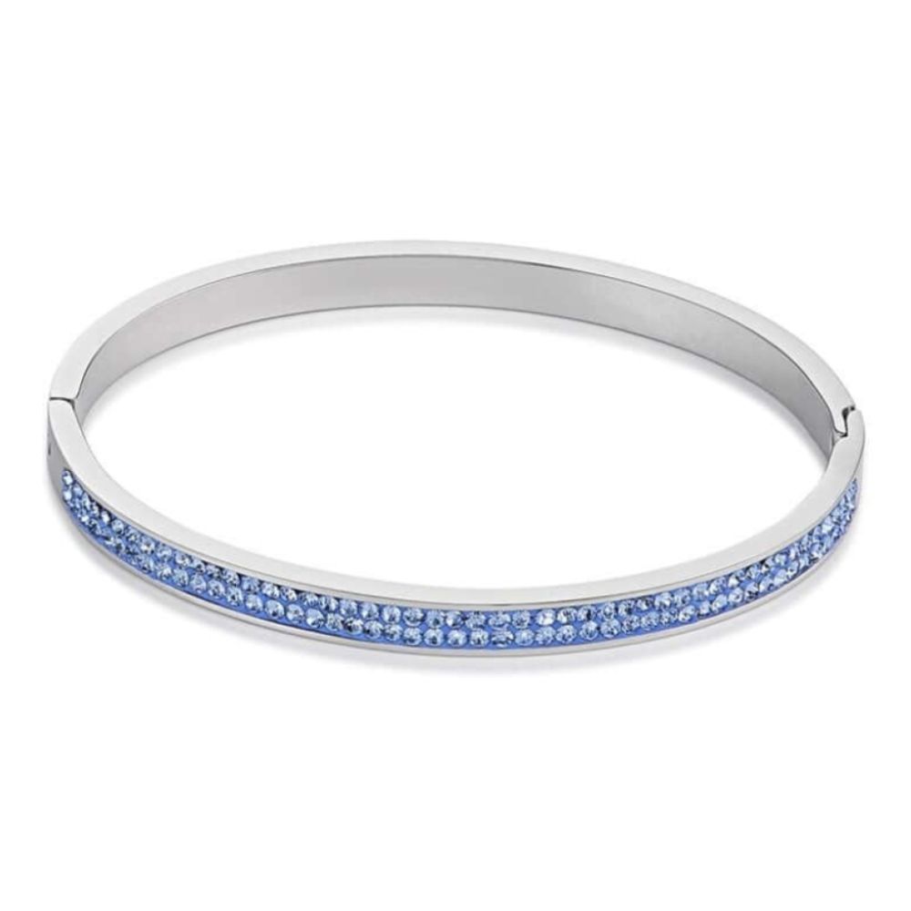 Bangle with Click Closure & Light Blue Swarovski Crystals