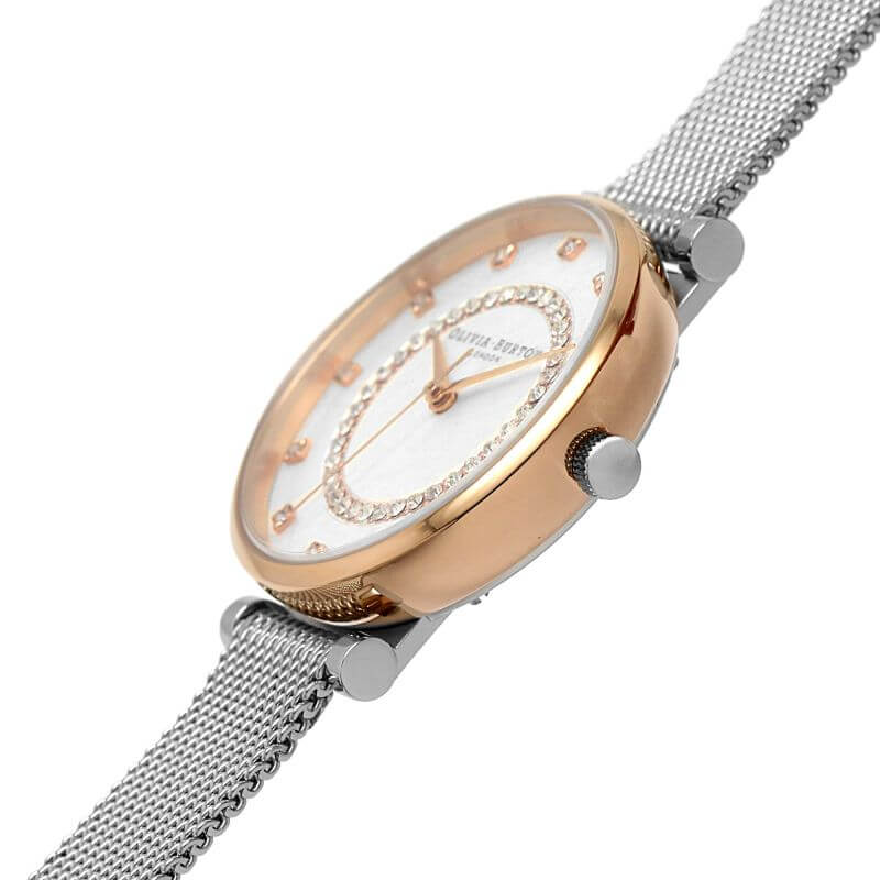 Belgrave Tbar White & Two Tone Mesh Watch