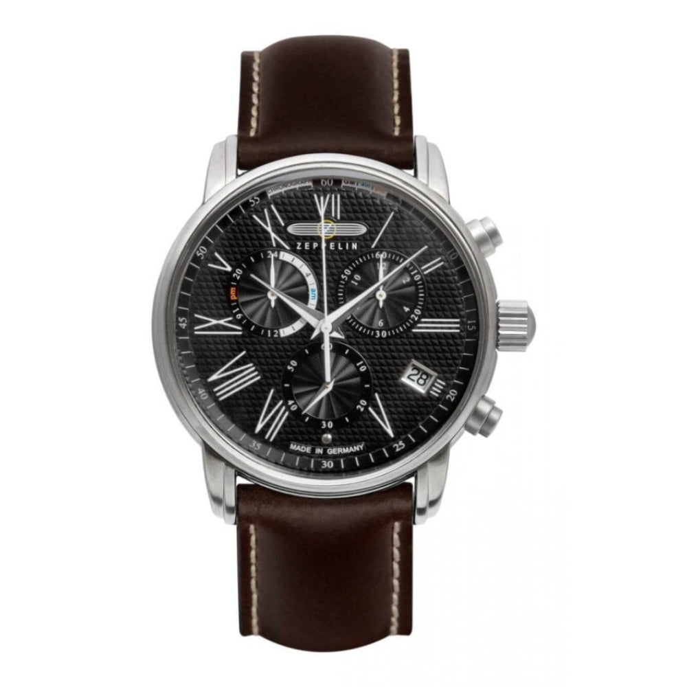 Series LZ127 Transatlantik Brown Strap With Black Dial Chronograph Men's Watch