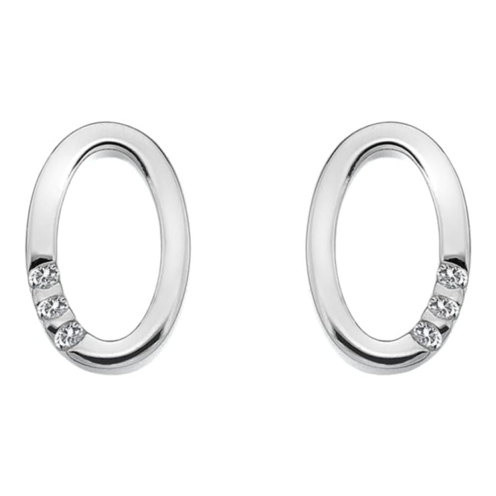 Halo Oval Earrings Sterling Silver