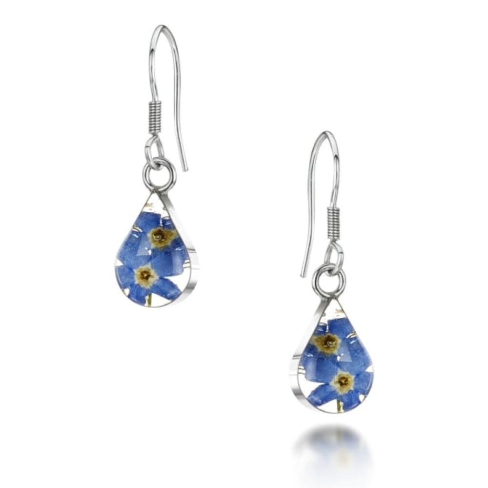 Silver Drop Earring - Forget me not -Teardrop
