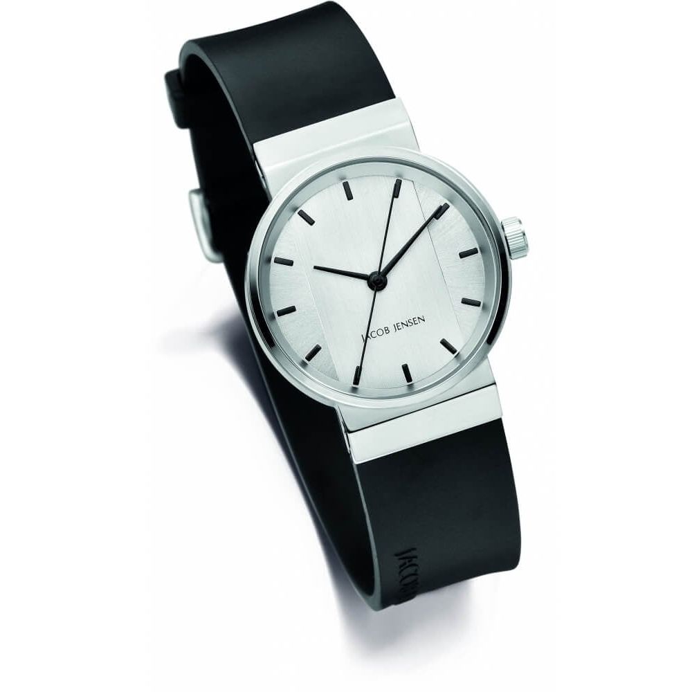 Stainless Steel Silver Dial & Black Silicone Strap Ladies Watch