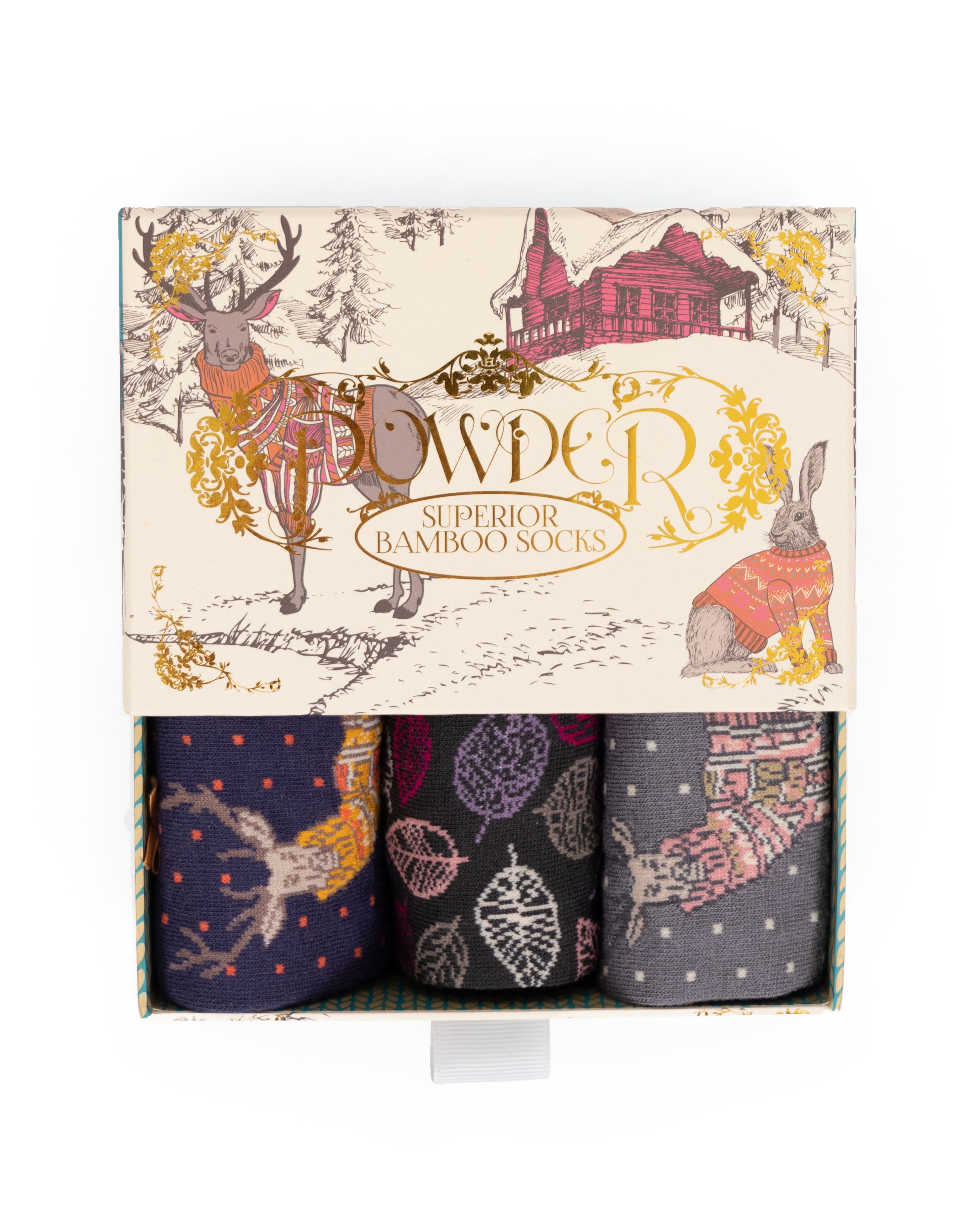 Superior Bamboo Christmas Socks Box -3 Pairs