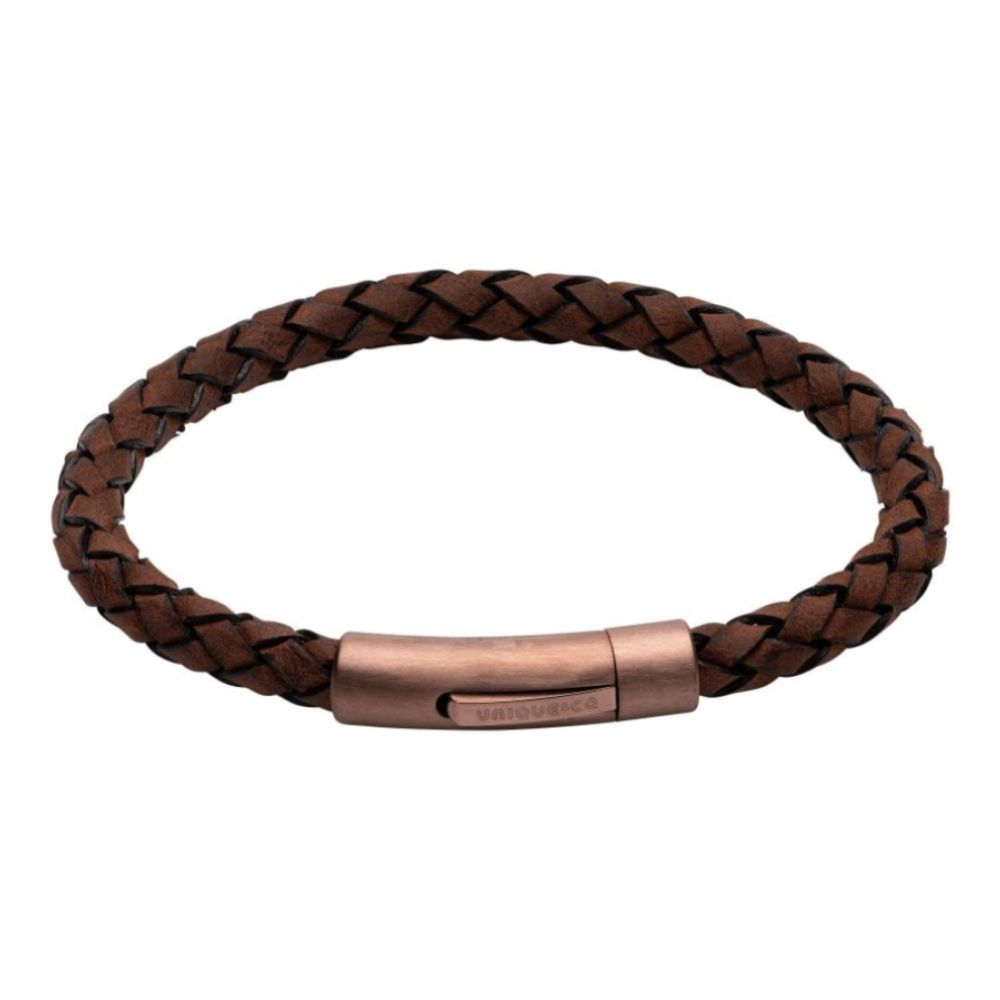 Dark Brown Leather Bracelet with Matte Brown IP Plated Steel Clasp