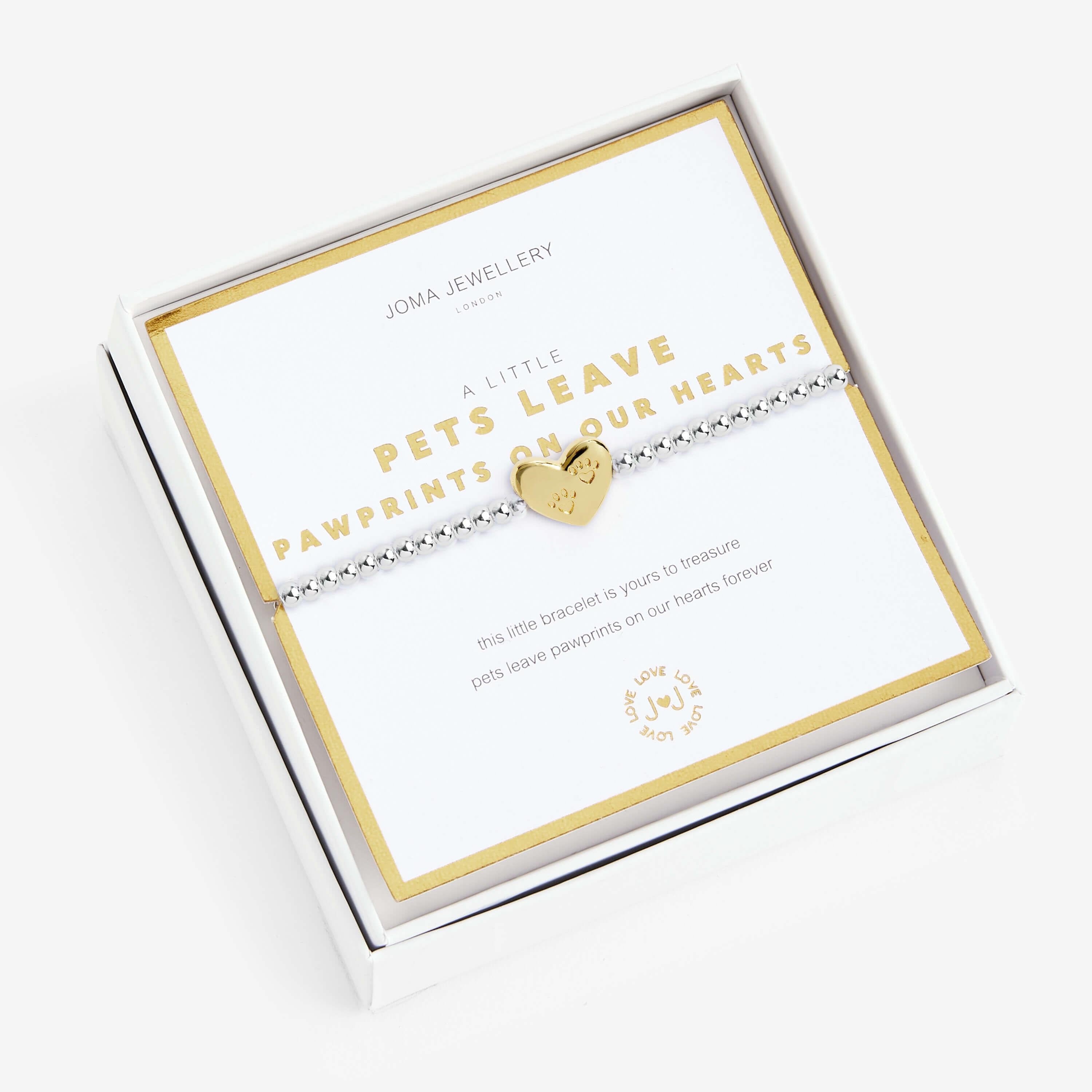 Beautifully Boxed A Littles | Pets Leave Pawprints On Our Hearts | Silver | Bracelet | 17.5cm Stretch