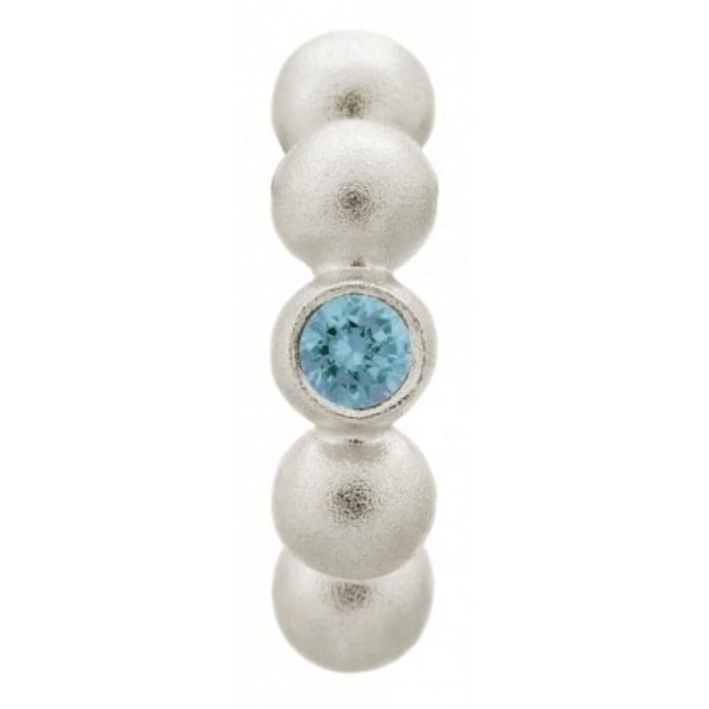 Sterling Silver Dots Blue CZ Stone Charm