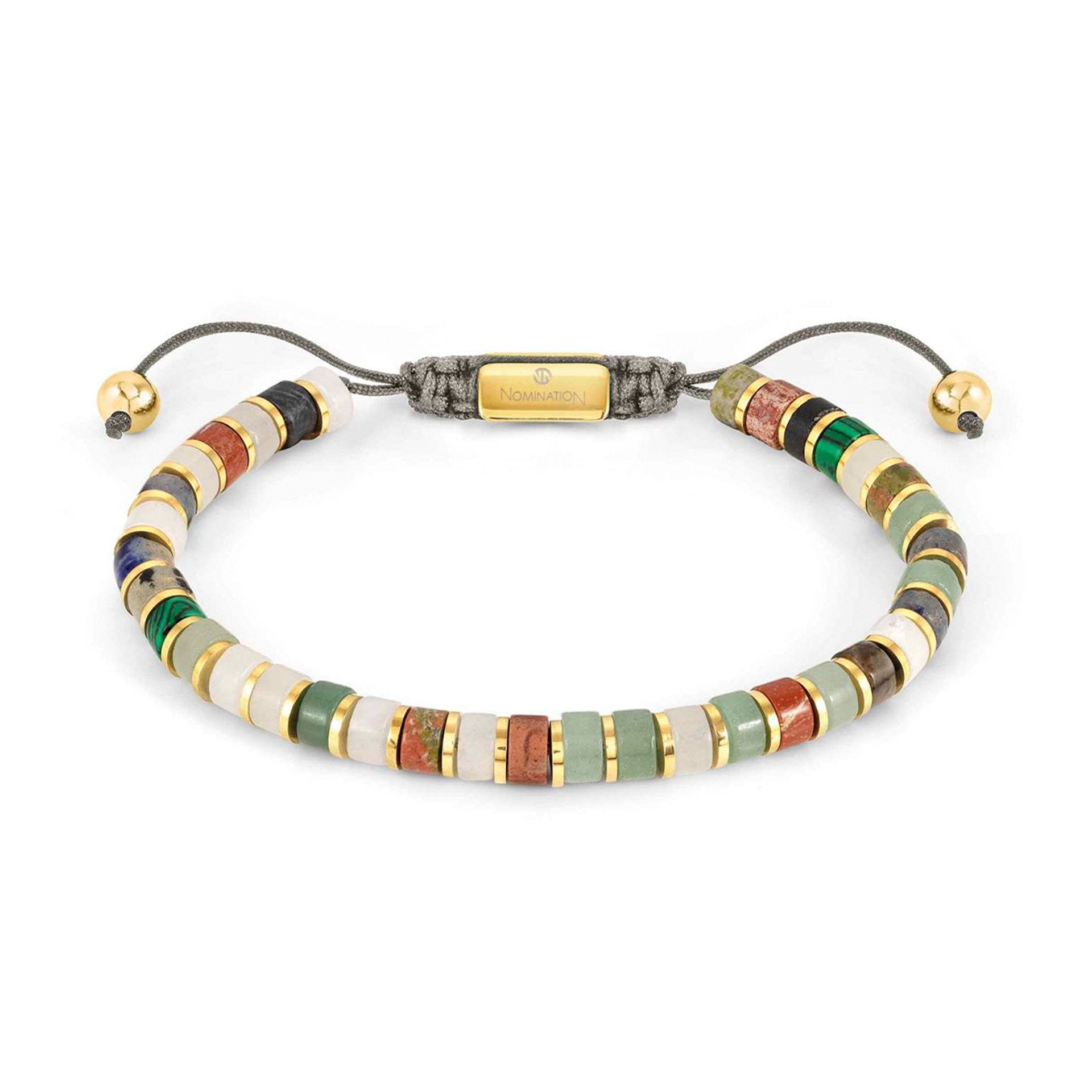 Instinct Style Gold PVD Mixed Stone Cord Bracelet